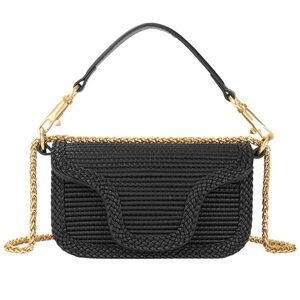 Tiffany & Fred Paris Black Braided Leather Crossbody Bag